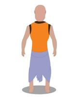 Indian pehelwan back view character design for cartoon animation vector