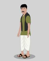 Indian Village men three quarter view cartoon character for animation vector
