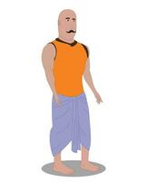 Indian pehelwan three quarter view character design for cartoon animation vector