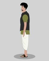 Indian Village men side view cartoon character for animation vector