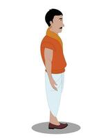 Indian bodybuilder side view character design for cartoon animation vector