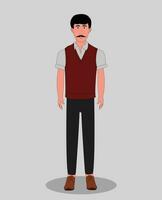 Teacher front view cartoon character design for animation vector