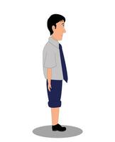 School boy side view character design for cartoon animation vector