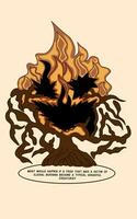 Tree burn by flame ilustration vector