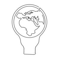 continuous single line earth globe world map outline vector art drawing and world earth hour concept simple design