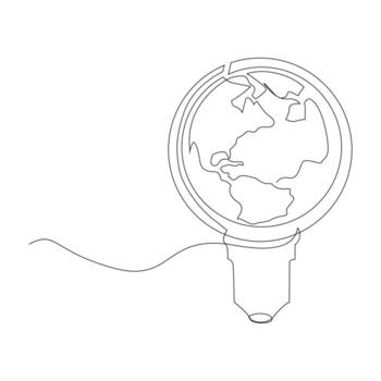 continuo soltero línea tierra globo mundo mapa contorno vector Arte dibujo y mundo tierra hora concepto sencillo diseño