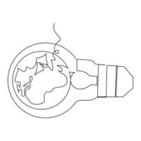 continuous single line earth globe world map outline vector art drawing and world earth hour concept simple design