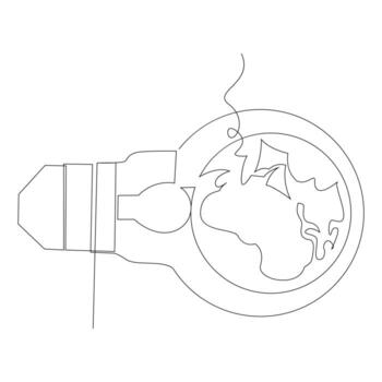 continuo soltero línea tierra globo mundo mapa contorno vector Arte dibujo y mundo tierra hora concepto sencillo diseño