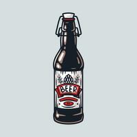 Sihluette of beer bottle with cap and label vector