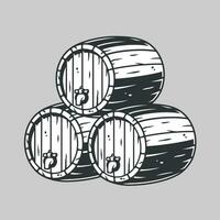 Wooden barrel for beer wine whisky bar vector