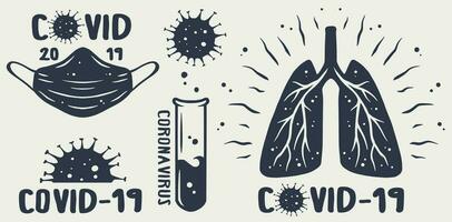 Microbe, bacteria, pandemic corona virus medic vector icons