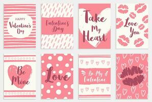 Set of cards for the Valentines Day. Romantic illustration for wedding invitations, greeting cards, scrapbooking and party design vector