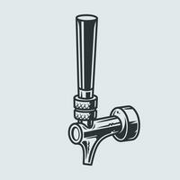 Sihluette of cold beer tap for pub menu or logo vector