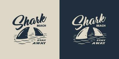 Surfing summer print of shark fin on waves vector
