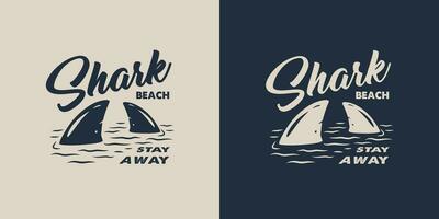 Surfing summer print of shark fin on waves vector