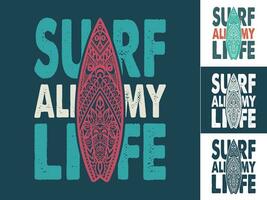 Print set of surfing surfboard. Hawaii board logo vector