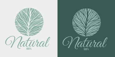 Organic healthy food label, natural vegan and vegetarian ecologic product emblem vector