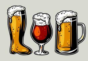 Colored beer mug with foam bar menu vector