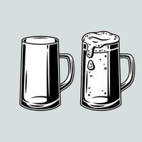 Set of beer mug with foam bar menu vector