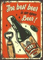 Retro poster with beer bottle and opener vector