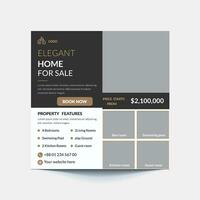 Real estate property house sale socIal media banner design, web banner template, square flyer design vector