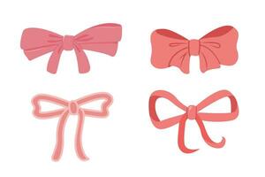 Ribbon and bow hand drawn for element, celebration, illustration, gift and valentine. Doodle style vector