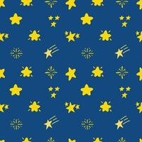 Star and sparkle doodle hand drawn seamless pattern background for wrapping and wallpaper vector