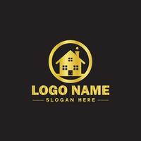 Real estate logo property house home construction building logo icon editable vector