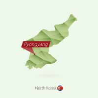 verde degradado bajo escuela politécnica mapa de norte Corea con capital Pyongyang vector