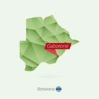 Green gradient low poly map of Botswana with capital Gaborone vector