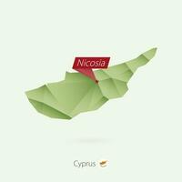 Green gradient low poly map of Cyprus with capital Nicosia vector