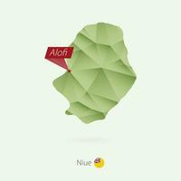 Green gradient low poly map of Niue with capital Alofi vector