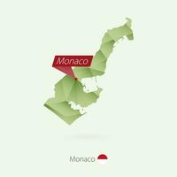 Green gradient low poly map of Monaco with capital Monaco vector