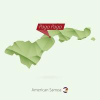 verde degradado bajo escuela politécnica mapa de americano Samoa con capital pago pago vector