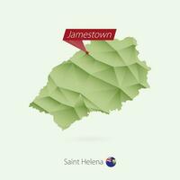 Green gradient low poly map of Saint Helena with capital Jamestown vector