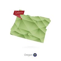 Green gradient low poly map of Oregon with capital Salem vector