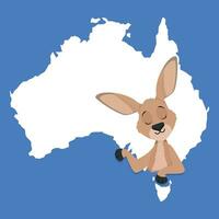 Cute kangaroo with a map of Australia in honor of Australia Day vector
