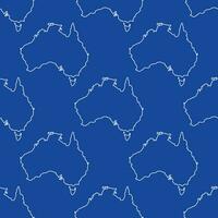 Seamless pattern of Australia maps in white outline on blue background vector