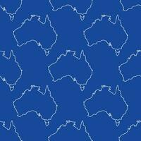 Seamless pattern of Australia maps in white outline on blue background vector