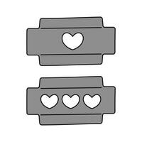 Razor Blade with hearts. Y2k style emo. Vector flat illustration isolated on white background.