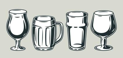 Set of beer mug with foam bar menu vector