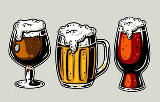 Colored beer mug with foam bar menu vector