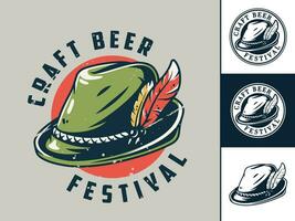 Set of print or emblem with bavarian hat for fest vector