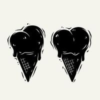 Ice cream cone like heart. Vector silhouette for the Valentines Day love holiday.