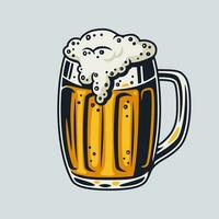 Colored beer mug with foam bar menu vector