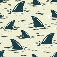 Seamless pattern for surfing. Shark fin and sea vector