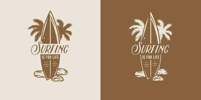 Surf board for surfing. Graphic hawaii surfboard vector