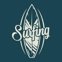 Surfboard surfing summer print. Hawaii board logo vector