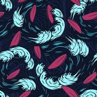 Seamless pattern for surfing. Surfboard and surfer vector