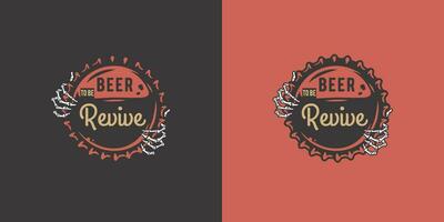 Beer cap for bar. Brew print with cork from bottle vector